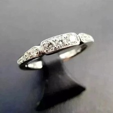 Art Deco Style Round Cut Lab Created Diamond 14K White Gold FN Engagement Ring