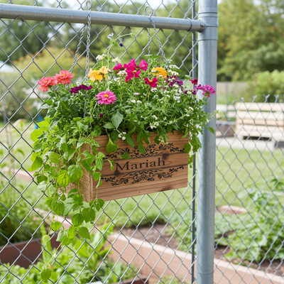 Custom Engraving Personalized Fence Organizer/Flower Box   Wood Planter Pot