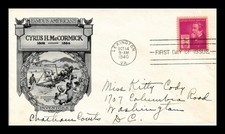 1940 FAMOUS  INVENTOR MECHANICAL REAPER CYRUS MCCORMICK 1940 ANDERSON CACHET FDC