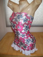 New Stripper Exotic Dancer Pink Tropical Mini Ruffle Tube Dress S/M Dancewear