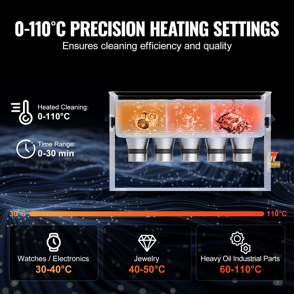 Uimoso 30L Ultrasonic Cleaner with Heater Timer & Basket Digital Sonic Machine - Image 4 of 4