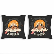 Set of 2 Decorative Throw Pillow Covers 18x18in - Smiling Mountain Sun Stars