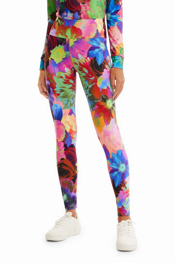 Desigual Women's Leggings Floral Strechy Size XS 23SWKK07 - Photo 1/4