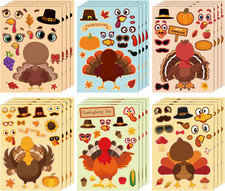 Thanksgiving Crafts for Kids - DIY Turkey Stickers,Kids Thanksgiving Games Gifts