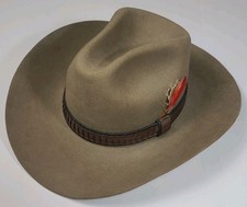 VTG John B. Stetson 4X Beaver XXXX Cowboy Hat Western Rancher SZ 7 3/8 Feather