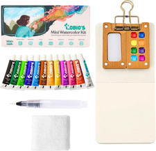 Mini Watercolor Kit, Travel Watercolor Set, Brush Sketchbook