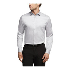 Calvin Klein Refined Cotton Stretch Slim Fit Dress Shirt Grey Size 15 34/35