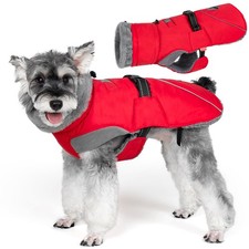 Waterproof Dog Coat, Windproof Warm Winter Jacket with Thick Fleece Lined, Tu...