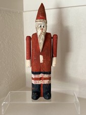 Vintage Primitive Folk Art Wooden Santa Claus Rustically Handcrafted 10 Inch