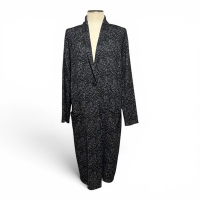 J.Jill Hudson Jacquard Topper Wool Cardigan Duster Black White XL
