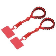 2PCS Phone Wrist Strap, Nylon Rope Phone Keychain with Tether Tab, Red