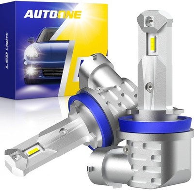Pair AUTOONE White CANBUS 6000K H11 H8 LED High Low Beam Bulbs 40000LM Headlight
