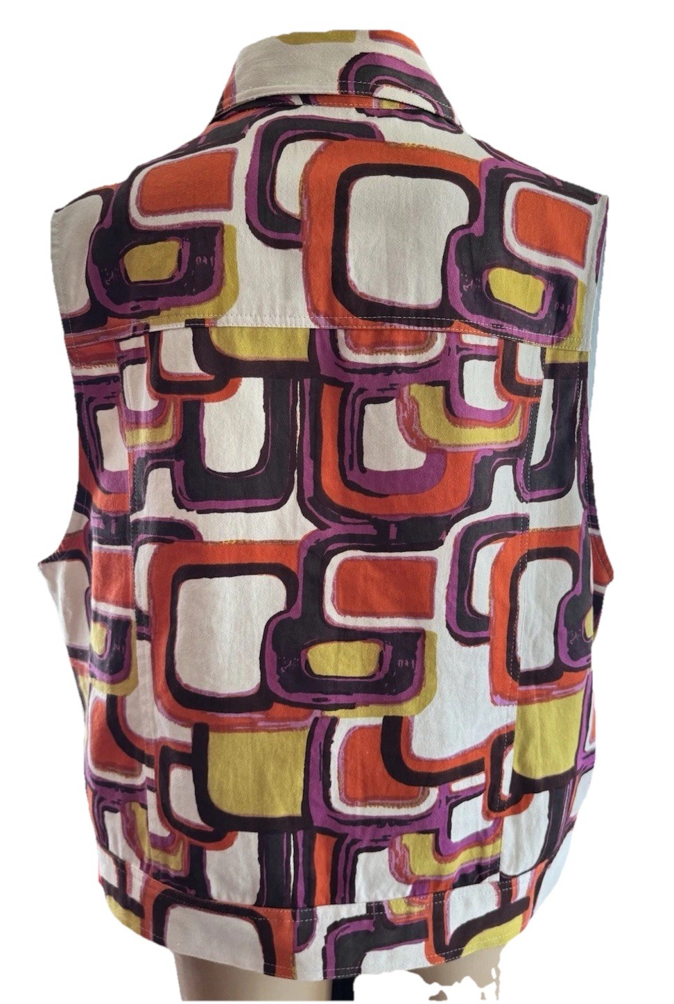 Westbound Geometric Pattern Multicolor Denim Vest… - image 6