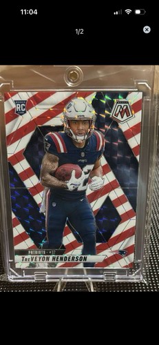 Panini 2025 Panini Mosaic - TreVeyon Henderson Red White Stripe RC #325 Patriots