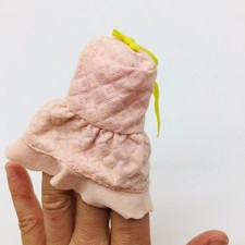Vintage Doll Baby Bonnet Pink Quilted Ruffle Yellow Tie Tiny Accessory
