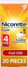 Nicorette 4 mg Nicotine Gum to Help Quit Smoking - Fruit Chill Flavored Stop...