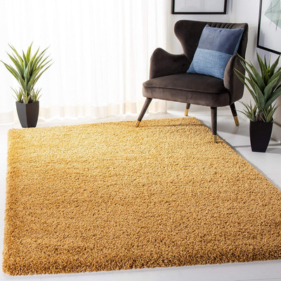 Hudson Shag 7' Square Area Rug - Gold, Modern, Non-Shedding, Easy Care
