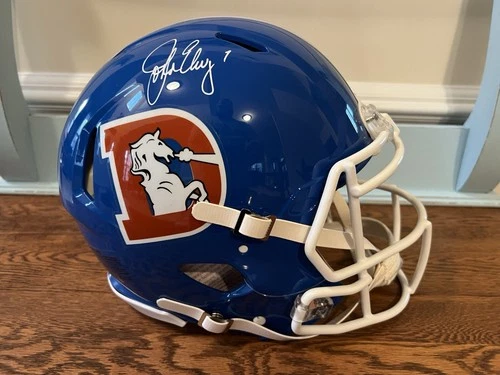 John Elway Autographed Authentic Denver Broncos Full Size Helmet Beckett BAS