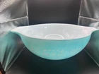 Vintage Pyrex Amish Butterprint Cinderella Mixing Bowl 4 QT Turquoise Blue USA