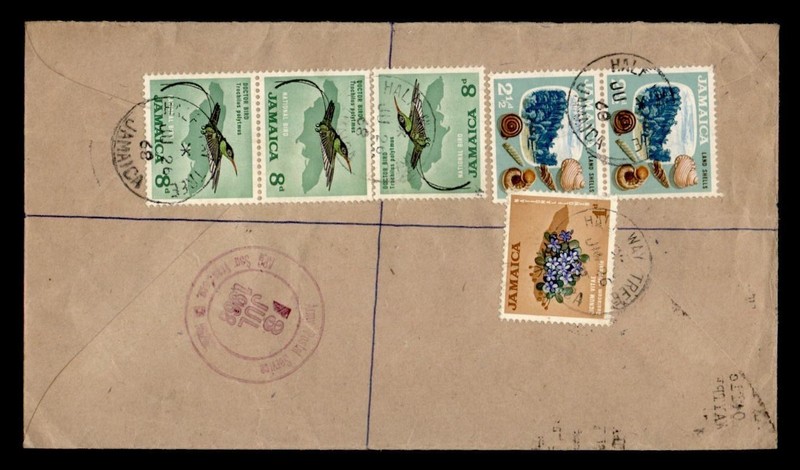 DR WHO 1968 JAMAICA REGISTERED HALF WAY TREE AIRMAIL TO USA R80689
