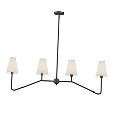 ;47" W 4-Light Linear Kitchen Island Lighting Fixture Classic Black/White Shade