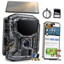 Trail Camera 4K 60MP Solar WiFi Night Vision Game Cam Waterproof Detection