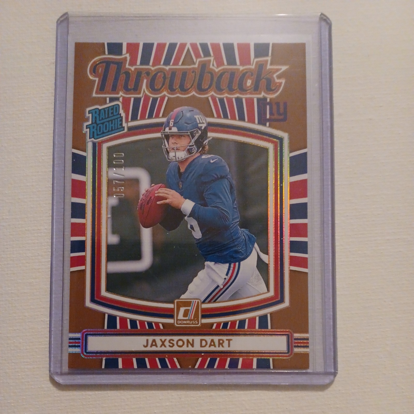 2025 Donruss Throwback Rated Rookie #41 Jaxson Dart RC /100