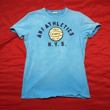 Y2k Abercrombie  Fitch Muscle Fit Collegiate T-Shirt Distressed Blue Size M