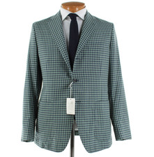 Belvest NWT Super 130's Wool Sport Coat Size 50R 40R US In Green  Blue Check