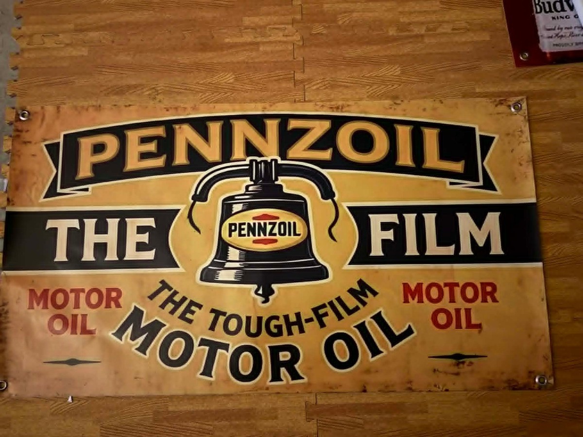 Pennzoil Motor Oil Banner 40x22 1930s Reproduction Vintage Gas Oil