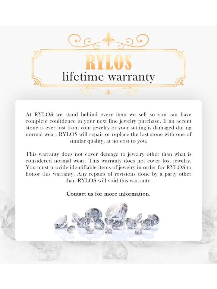 Top Rylos chapado en oro amarillo 925 plata topacio blanco y diamantes a cuadros talla 8-13 Foto 4 de 4