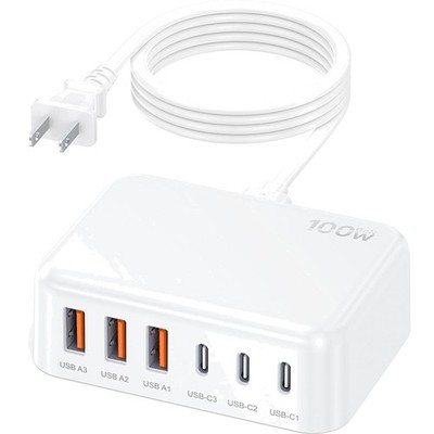 6 in 1 USB Charger, 50% Smaller Charging Station for Multiple Devices, 100W F...