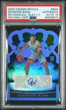 🔥 2020 CROWN ROYALE DESMOND BANE #RCA-BAN ROOKIE PSA 10 AUTO PLATINUM 1/1 🔥