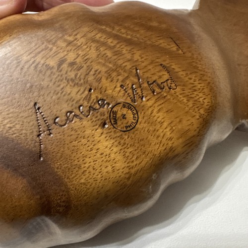 Piatto ciotola legno ananas 9" legno duro intagliato a mano legno acacia Filippine - Foto 5 di 11