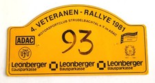 Teilnehmerschild 4. Veteranen Rallye 1981 MSC Strudelbachtal ADAC Kunststoff