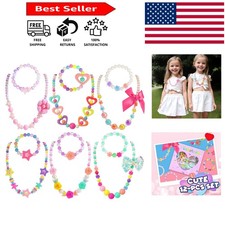 Delightful Kids Jewelry Set: 6 Colorful Beaded Necklaces Bracelets for Girls