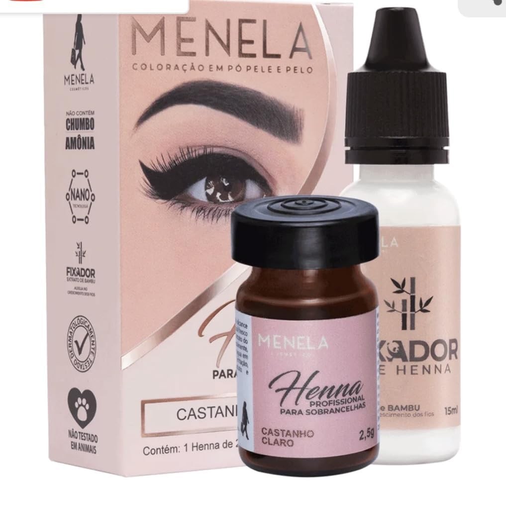 Eyebrow Henna Tint Kit - Medium Brown Brow Color with Bamboo