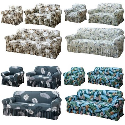 1/2/3 Sitzer Stretch Sofabezug Sofa Überzug Abdeckung Couch Sofahusse mit Volant