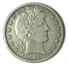 1908 D 50c Barber Silver Half Dollar Fifty Cents US Denver