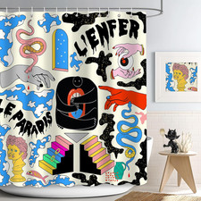 Abstract Colourful Shower Curtain for Bathroom Decor, Unique Funny Bathroom