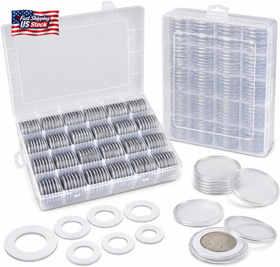 FULLCASE Coin Holders for Collectors 168Pcs Coin Capsules with 6-Size Foam Gaske