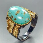Jewellery 12 ct+ Natural Turquoise Ring 925 Sterling Silver Size 8 /R464315