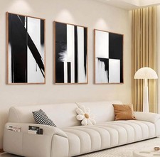 Framed Abstract Wall Art Set of 3 Neutral Boho Minimalist Prints 16x24