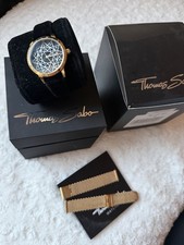 Thomas Sabo Damenuhr Gold/Schwarz inkl. Ersatzarmband – Top Zustand