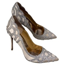 Badgley Mischka Rouge Embellished Heels Size 8.5 Ivory Wedding Rhinestone Shoes