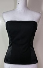 Women's White House Black Market Black Bustier Top Sz. 6 R11-61
