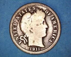 1911 Barber Dime,  Silver 10c **1229-5J