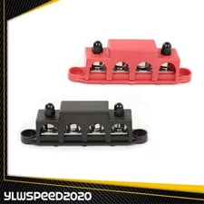 4 Post Busbar Bus Bar Power Distribution Blocks 12V 250A 5/16" Red/Black Pair