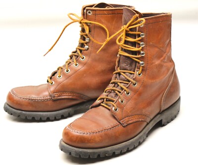VTG 80s Red Wing Shoes Mens Boots 6 D Brown Leather Moc Toe  display picture 2