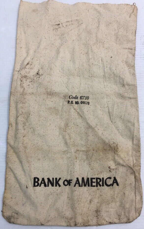 Vintage Bank of America Cloth Money Coin Deposit Bag Code 
